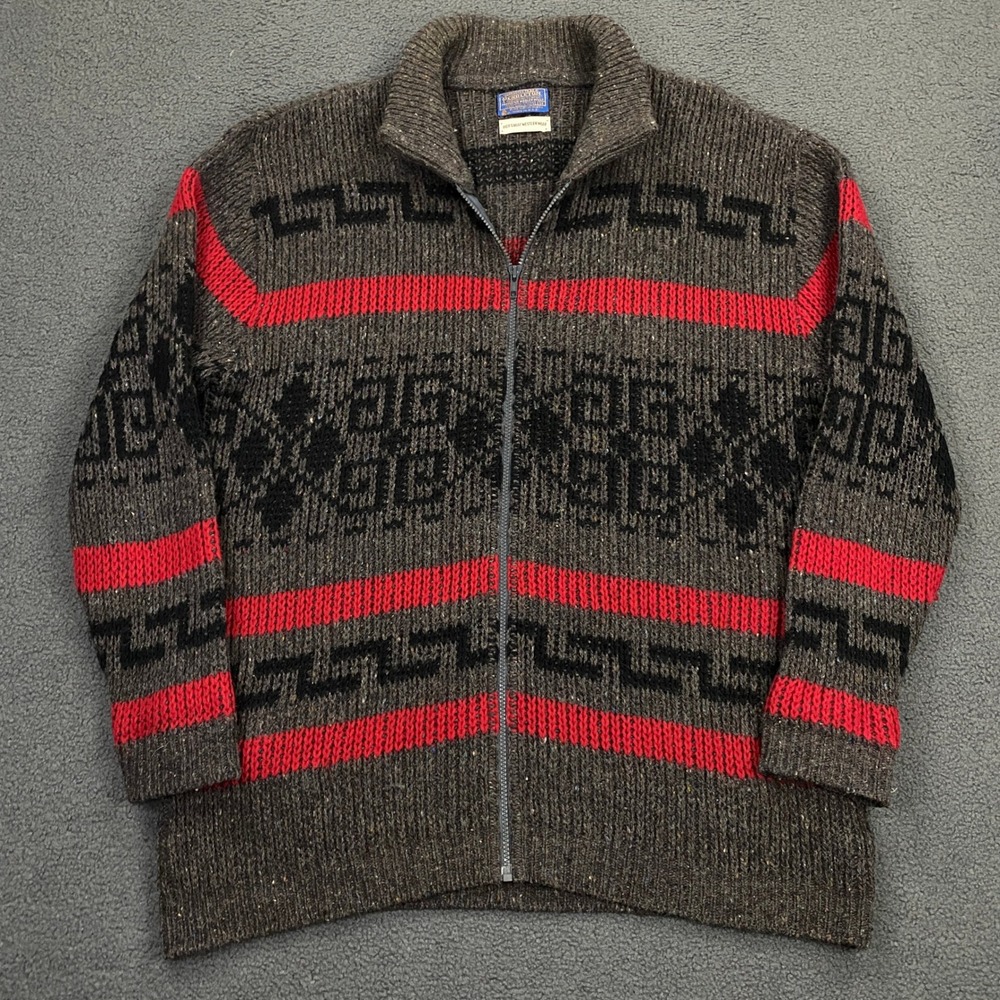Vintage Pendleton Cardigan Sweater Womens 1X Cowichan Aztec Big Lebowski Dude